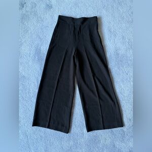 ZARA side zip wide leg cropped black trousers pants size Small